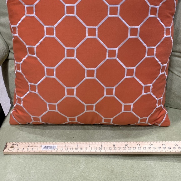 Colin & Justin Orange & White Geometric Decorative Embroidered Pillow Home Decor - Picture 8 of 8